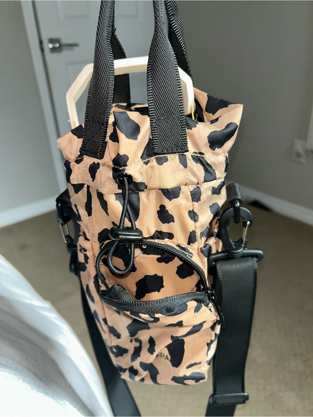 Calpak Leopard Print Crossbody Bottle Bag - Black & Brown